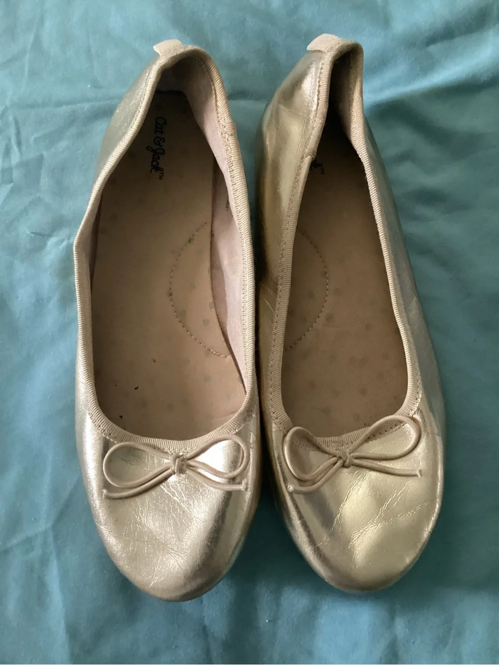 Gold Bow Ballet Flats - Women
